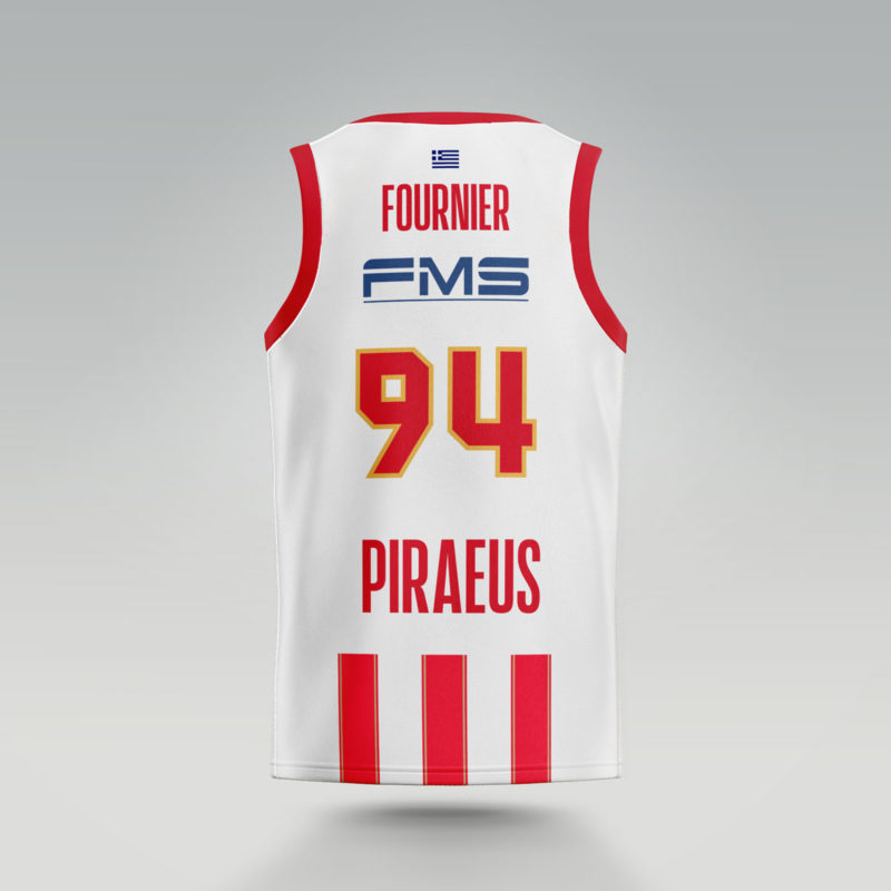 Fournier Olympiacos EuroLeague 2024-25 Red and White Striped Jersey