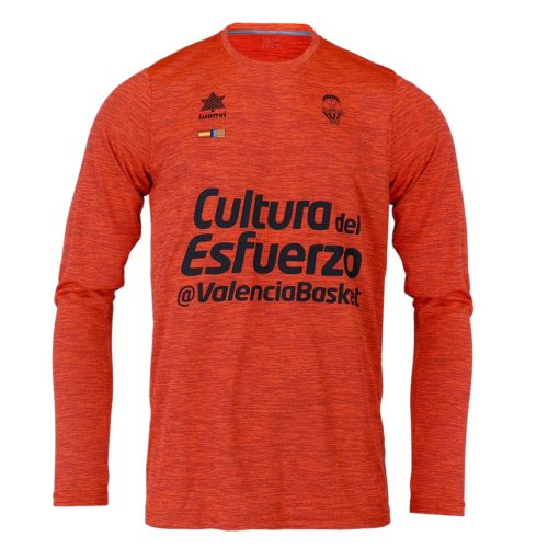 Long Sleeve Orange Valencia Basket Warmup Shirt 2024-25